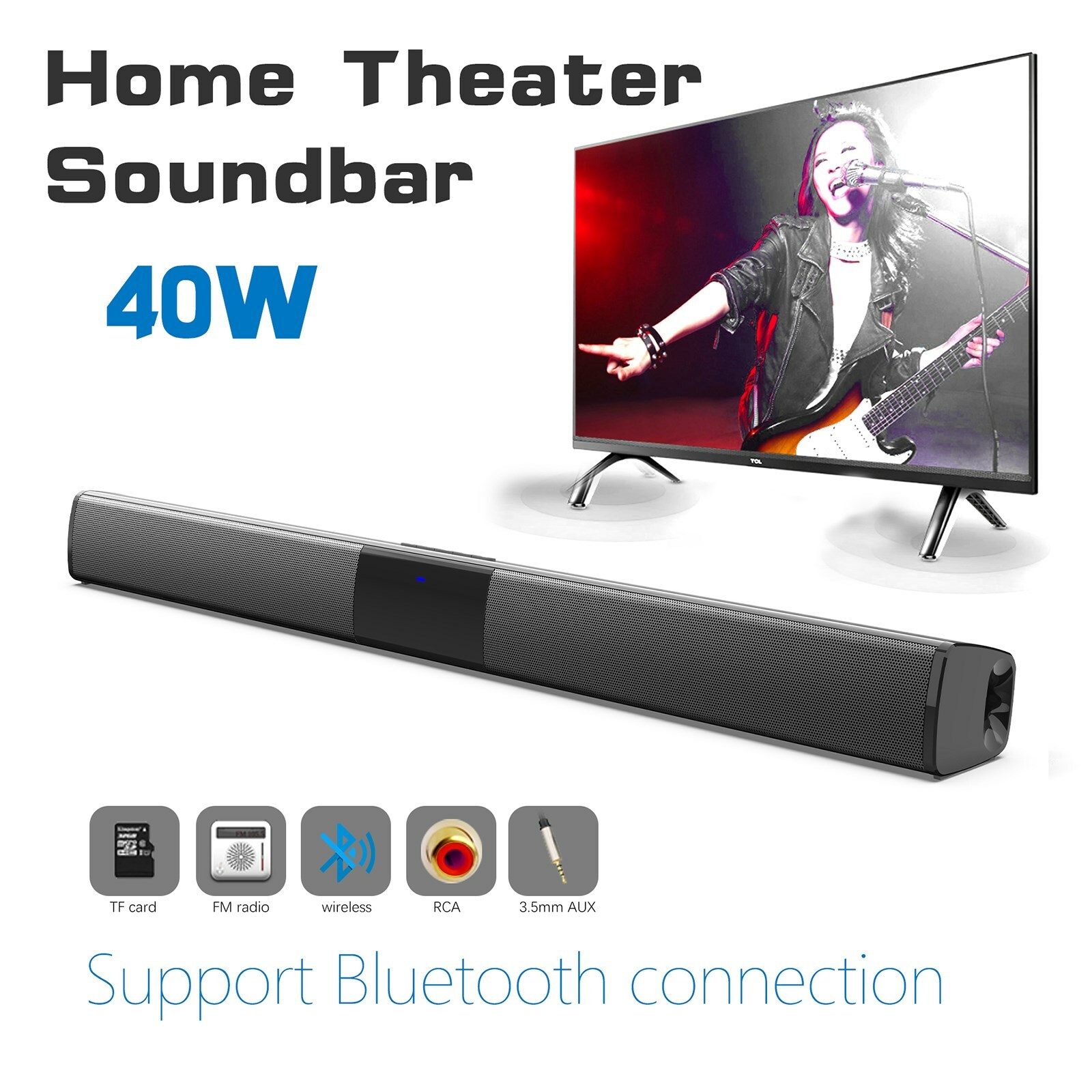Bar 4 Speaker System Wireless Subwoofer Tv Home Theater Ep