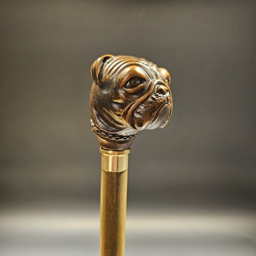 36" Antique Style Bulldog Dog Head Walking Stick Cane