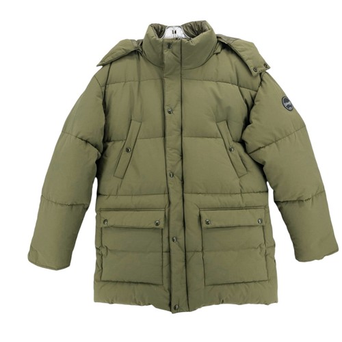 SCHOTT NYC Olive Green Down Filled Parka Jacket Removable Hood Est. MEDIUM