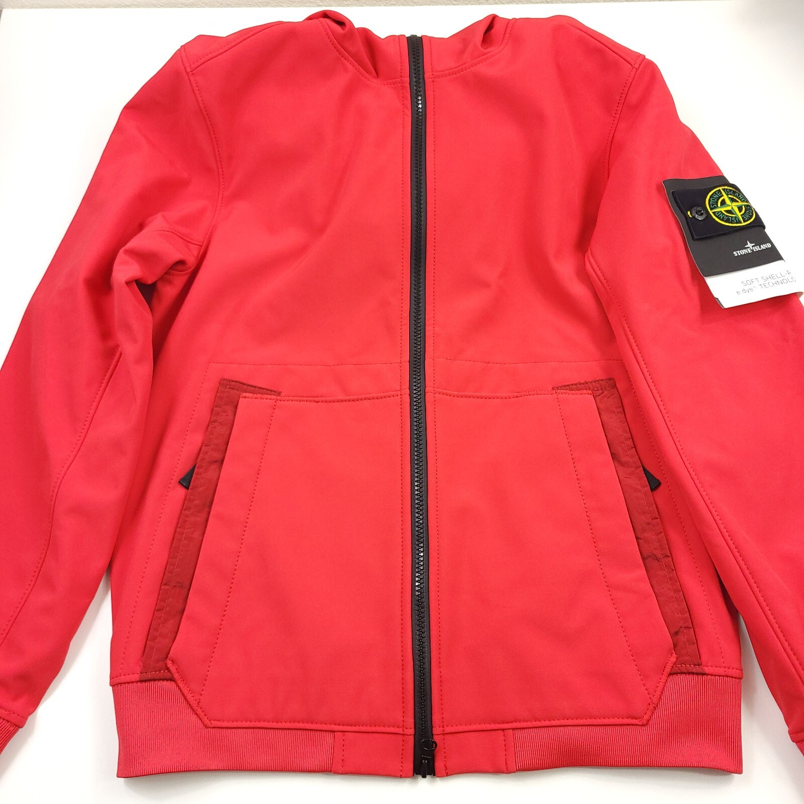 Pre-owned Stone Island $760  Light Outerwear Softshell Hooded Jacket In Red Mens Size Large