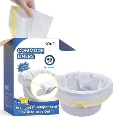 50 Count Commode Liners Disposable Waste Bags Fits All Standard Bedside Porta...
