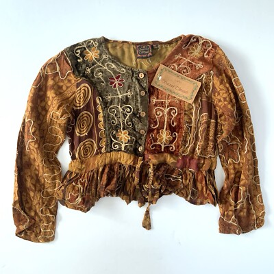 Sacred Threads Crop Top Medium 10/12 Junior Velvet Embroidered Renaissance Fairy