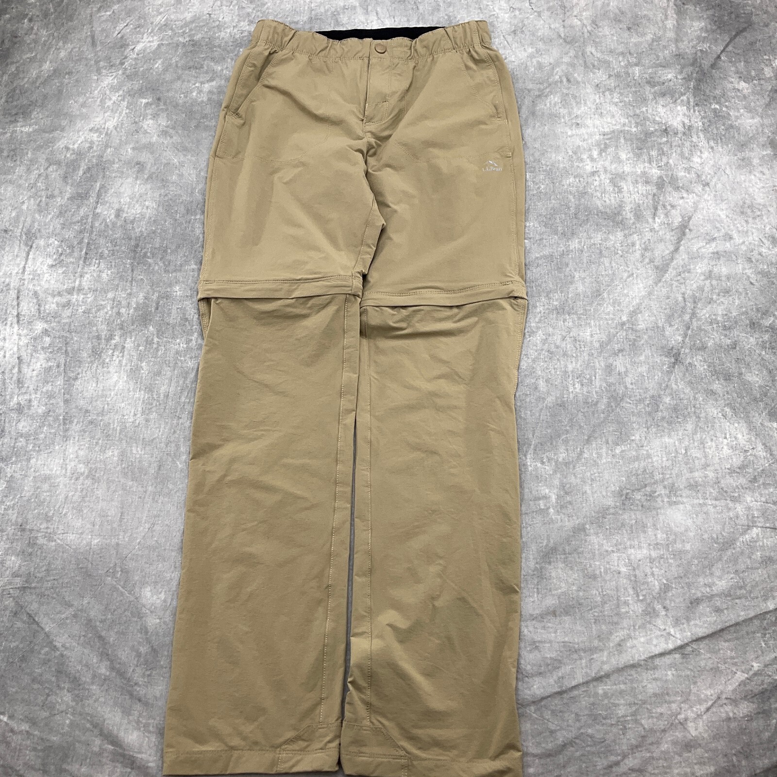 LL Bean Pants Women 16 Tan Nylon Stretch Convertible Shorts
