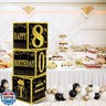 Eiurteao 3pcs 80th Birthday Decorations Boxes for Men Women, Black Gold Happy 80 Birthday Balloons Boxes Party Supplies, 80 Year Old Bday Theme Cardboard Box Decor