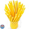 Lives on Green Solid Yellow Disposable Paper Drinking Straws 7.75 inch 100 Counts - for Beverage, Birthday, Party, DIY Arts Crafts