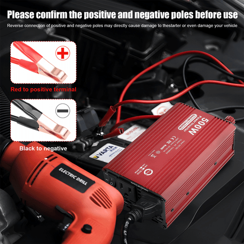 Car Vehicle Power Inverter 1000W Peak DC 12V to AC 110V 120V Converter 2 AC USB