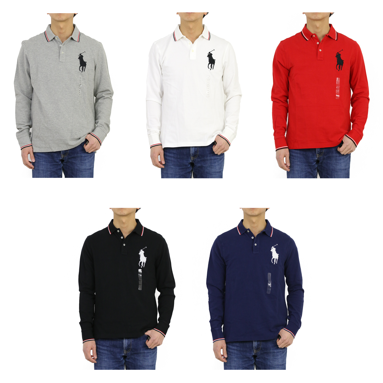 

Однотонная рубашка-поло с длинными рукавами Polo Ralph Lauren Big Pony Custom Fit LS — 5 цветов