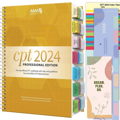 Tabs for CPT 2024 Professional Edition. Color-Coded and Laminated Tabs, with Pag