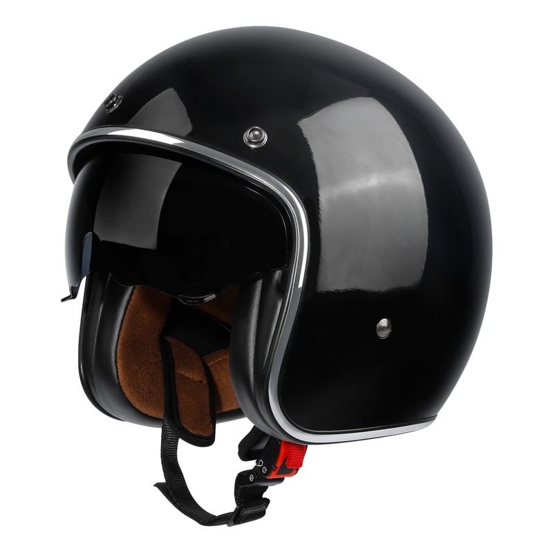 Motorcycle 3/4 Open Face Helmet Scooter DOT Vintage Retro Cafe Racer Street Bike