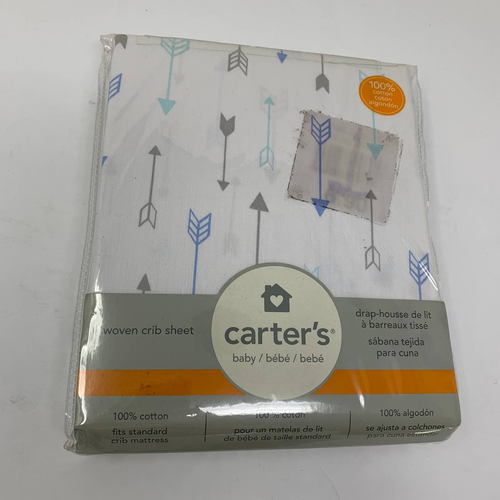 Carter's Woven Crib Sheet 100% Cotton Arrow Print Fit Standa