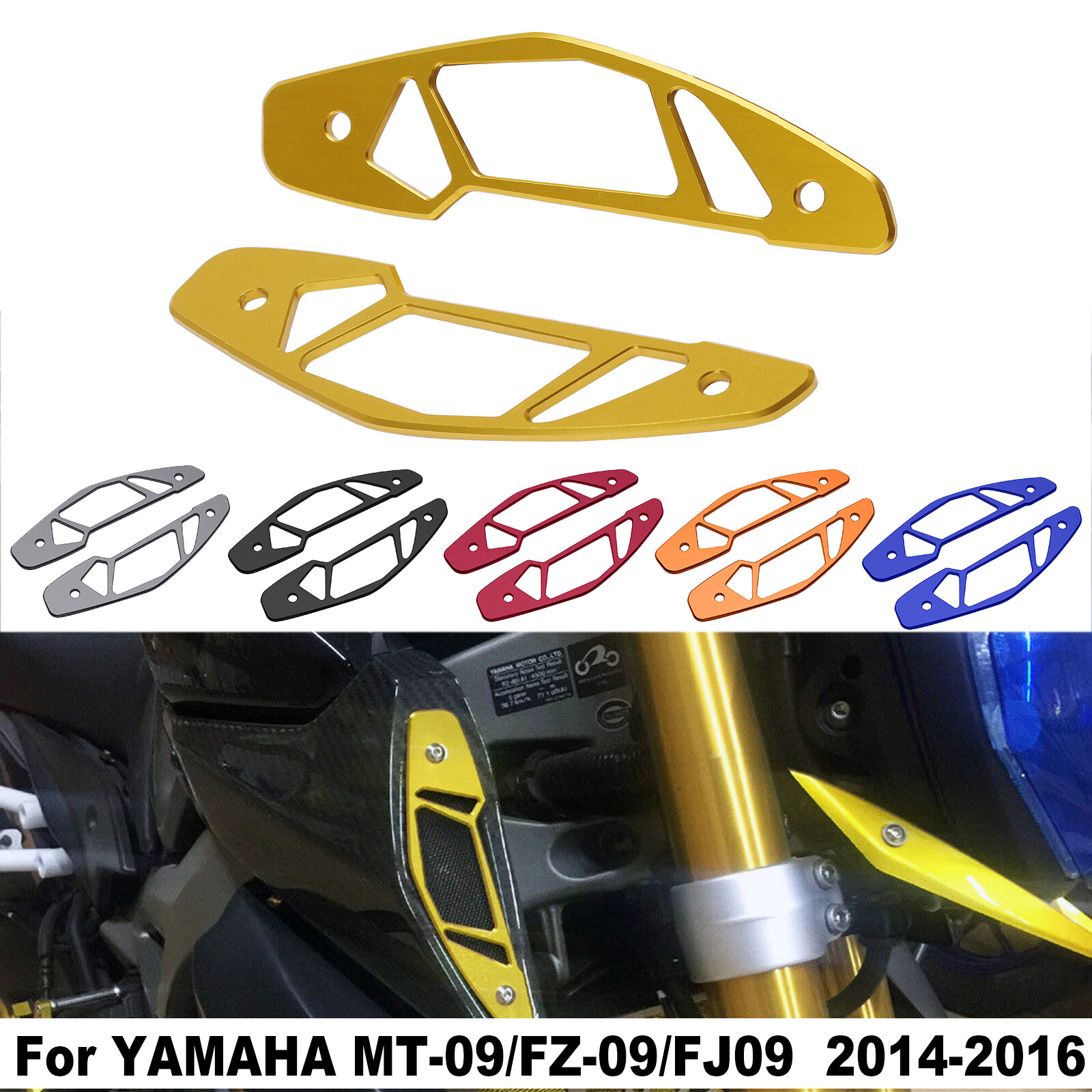 Bjmoto CNC Aluminum Air Intake Cover Guards For Yamaha MT09 FZ09 FJ09 2014-2016 – Pair
