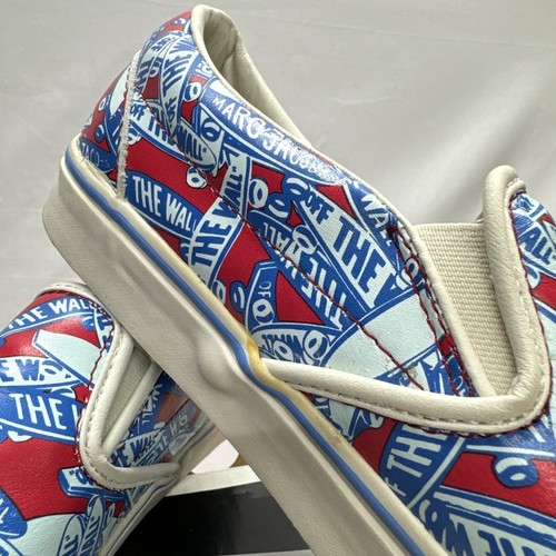 Pre-owned Vans Marc By Marc Jacobs X  Slip On Logo Skate Shoe Sneakers Sz 12 Us Blue Red