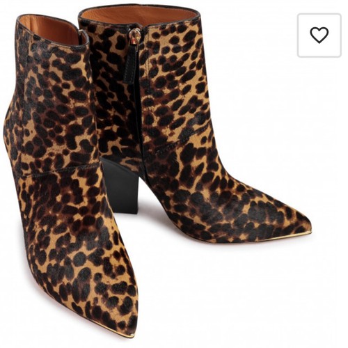 Pre-owned Tory Burch Lila Pinted Toe Booties In Leopard Print Calf Hair Size 11 M In Multicolor
