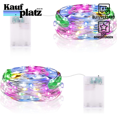 LED Lichterkette Batterie 2x20 Micro LED Drahtlichterkette mit Timer Deko