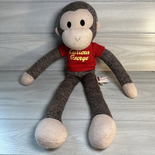 Curious George 20” Schylling Sock Monkey Stuffed Plush Doll 2011 Red Shirt