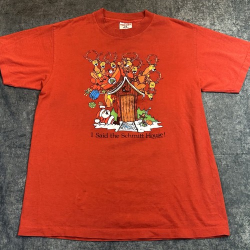 VTG 1985 Xmas Humor I Said The Schmidt House Santa Crash Tee