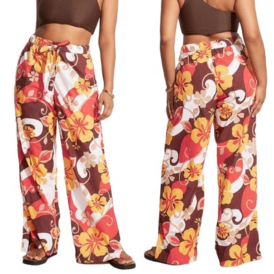 Faithfull the Brand Celvia Wide Leg Pants Retro Ulani Floral Print 6/Medium  NWT