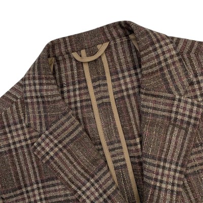 Mens  40 R Hickey Freeman Brown Plaid Slim Fit Wool / Silk / Cashmere Blazer
