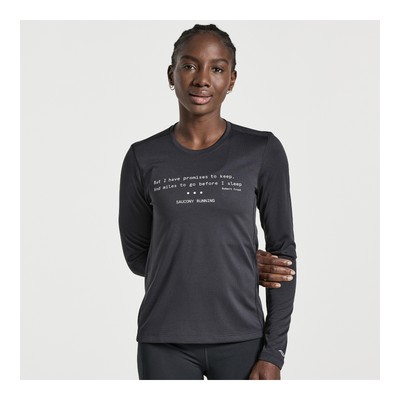 

Женская одежда Saucony с секундомером и длинным рукавом с графикой черного цвета, Black graphic