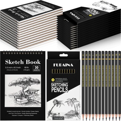 24 Pcs Professional Drawing Sketch Kit Includes 5.5 x 8.5 Sketch Book Graphit...