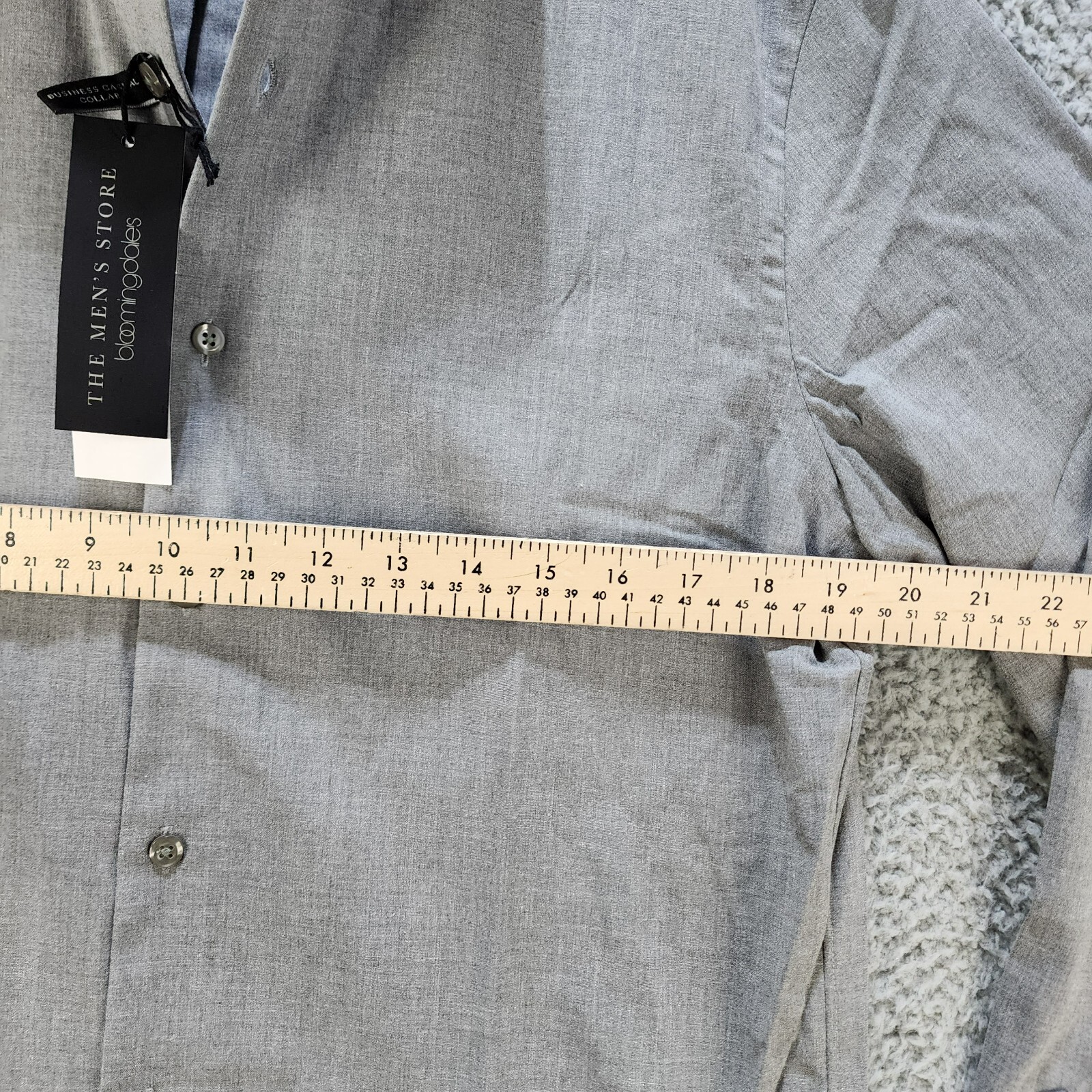 THE MEN'S STORE bloomingdale's Chambray Button-Up Shirt Men's Medium Grey L/S - Picture 7 of 12
