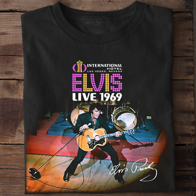 Rare Elvis Presley 1969 Short Sleeve Gift For Fan Black All Size T-Shirt TMB533