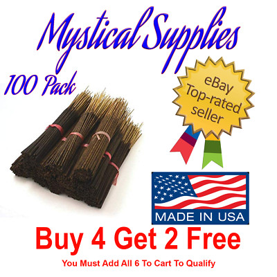HEAVILY SCENTED INCENSE STICKS HAND DIPPED  11'' Sticks 100 Stick Bundle