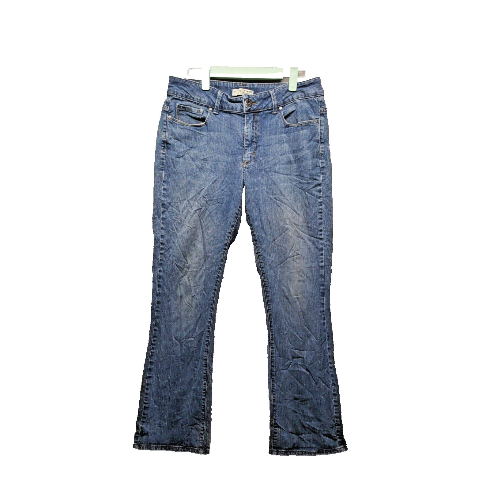 【2plan】Crew Damage Bootcut Denim Pants Women's Ripped Flare Low Rise Fitted Denim Pants Fringe