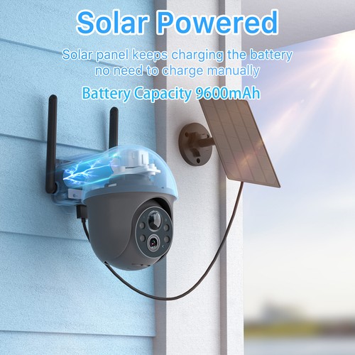 3MP WIFI Pan/Tilt Home Security Camera Outdoor Wireless Solar & Battery Powered