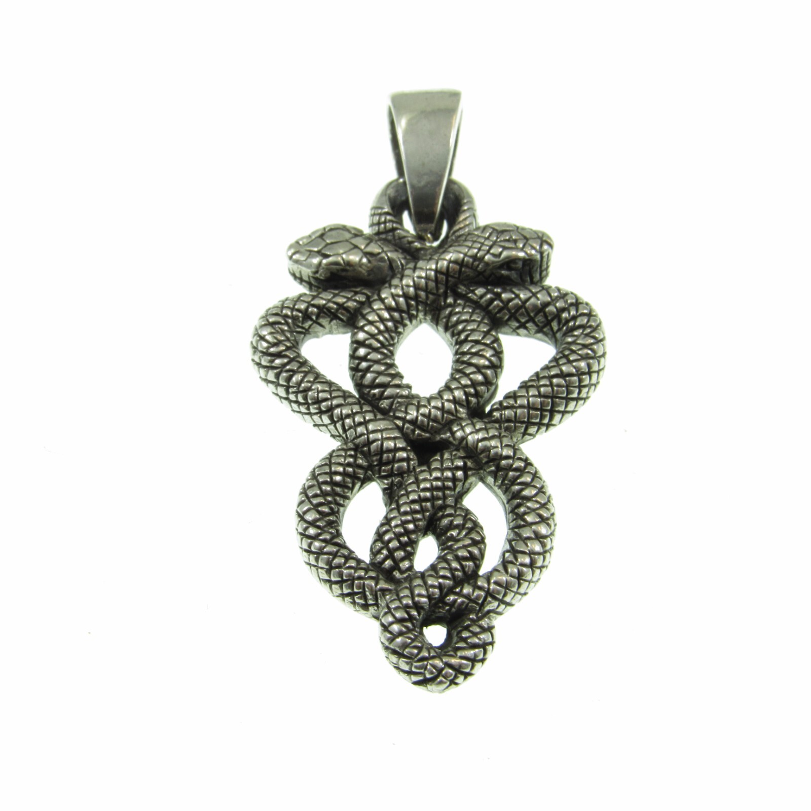 Solid 925 Sterling Silver Two Interwoven Snakes Charm 2 Coiled Snake Pendant