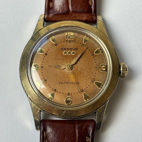 Benrus WH-8728 Gold Round Three-Star Watch – Vintage