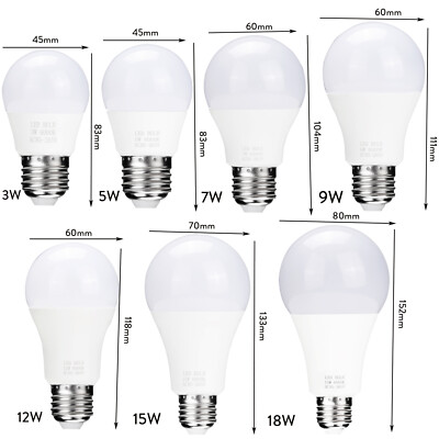 E26 E27 LED Globe Light Bulbs 3W 5W 7W 9W 12W 15W 18W White Lamp High Brightness