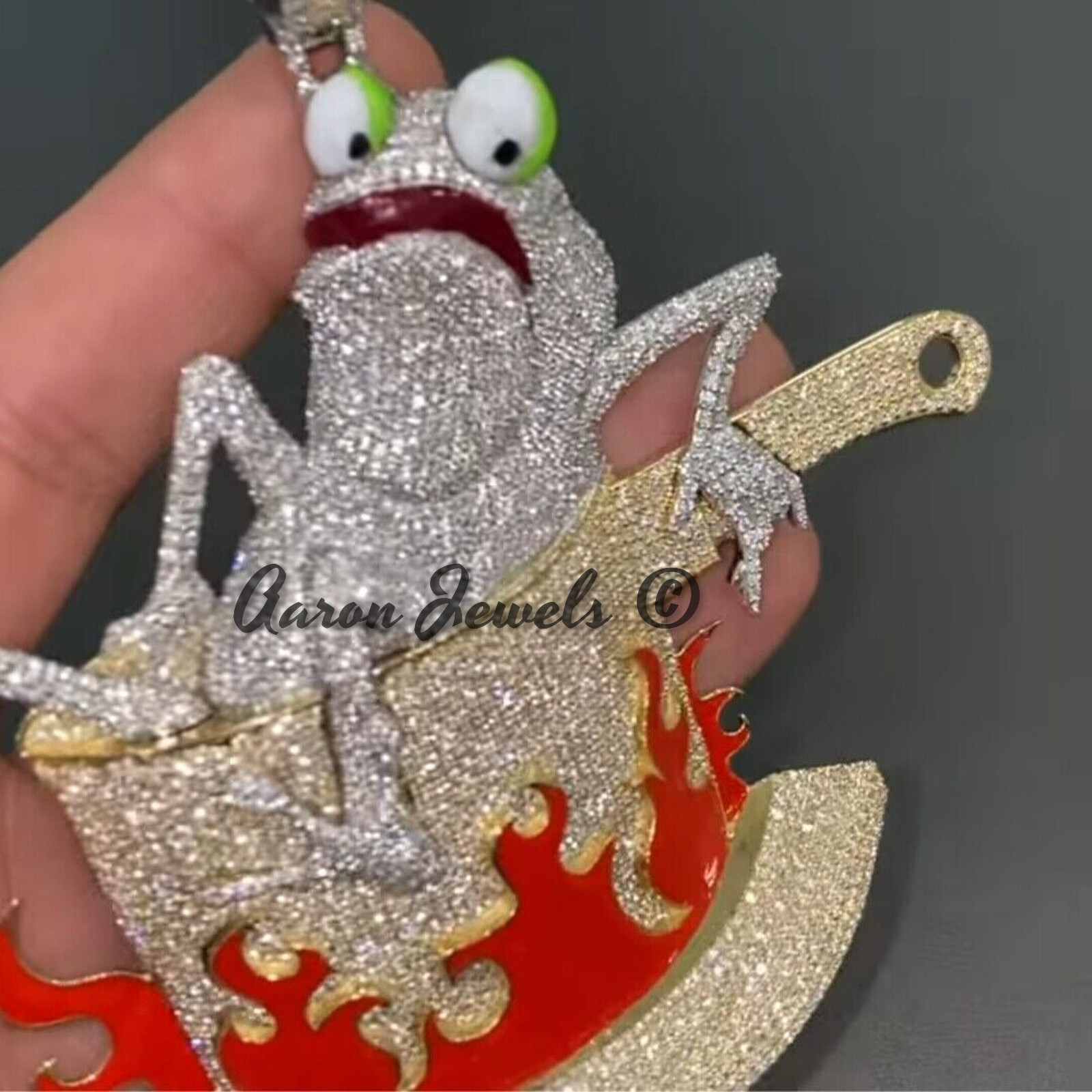 Pre-owned Handmade 22.33ct Round Cut Moissanite Cartoon Men Pendant Real 925 Silver Passes Tester In White/colorless