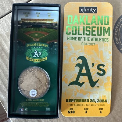 Oakland A s Official Game Used Dirt With 1 Ticket Oakland Coliseum Memorabilia