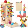 Montessori Toys for 3 Year Old Fine Motor Skills Toys for 5 Year Old Wooden Board Game - Educational Toys with Colorful Sticks, Dice and Stones, Christmas Family Game Gifts for Age 4 5 6 7 8 Boys Girls