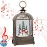 LSISOVO Christmas Snow Globe Lantern,Christmas Decorations Indoor for Home,with 6 Hour Timer Musical Snow Globes,Battery Or USB Powered Swirling Glitter Lantern Christmas Decor Gifts,Snowman Family