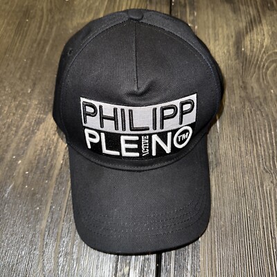 Philipp Plein Logo Embroidered Baseball Cap Adjustable Hat. Black And White