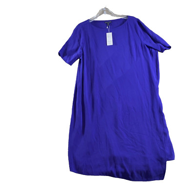 New  EILEEN FISHER Dress womens XL Silk Georgette Crepe in Venus Short Sleeve