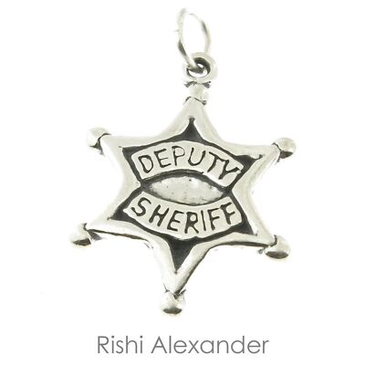 925 Sterling Silver Deputy Sheriff Badge Charm Made in USA