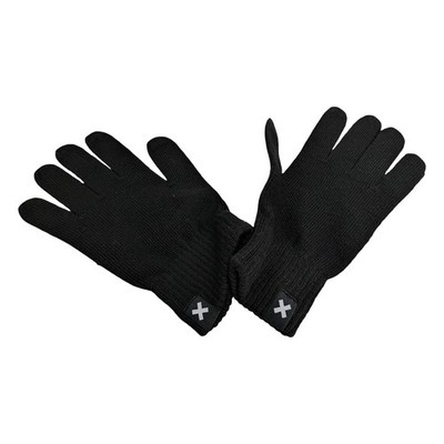 Collusion Unisex Touch Screen Knitted Gloves Black M-L Ribbed Knit 132224738
