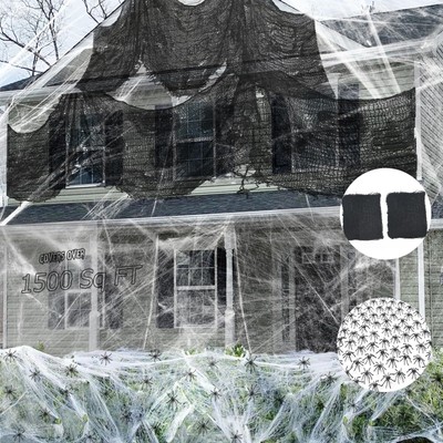 1500 sqft Halloween Spider Webs Decorations with 100 Fake Spiders & 2Pcs 72*3...