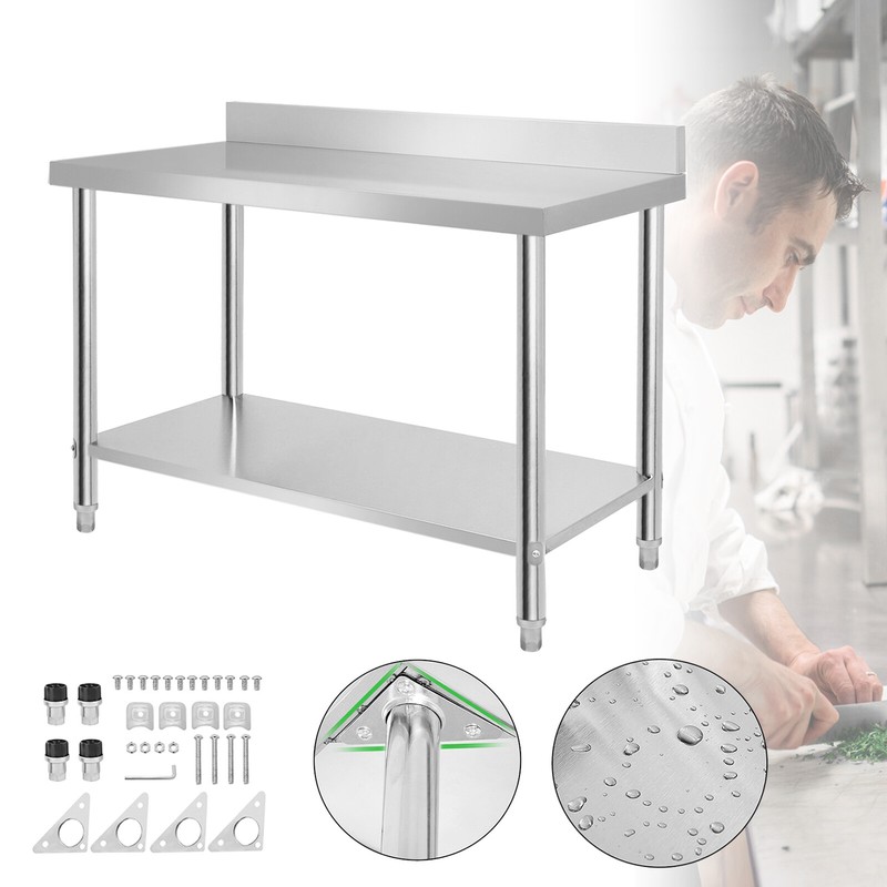 120cm Edelstahltisch Aufkantung Edelstahl Gastro Tisch Arbeitstisch KüChentisch