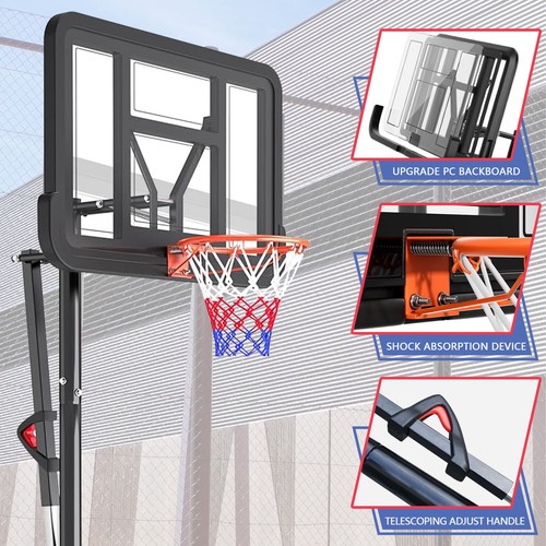 Portable Basketball Hoop,5.5-10FT Height Adjustable Outdoor Basketball Hoop Goal