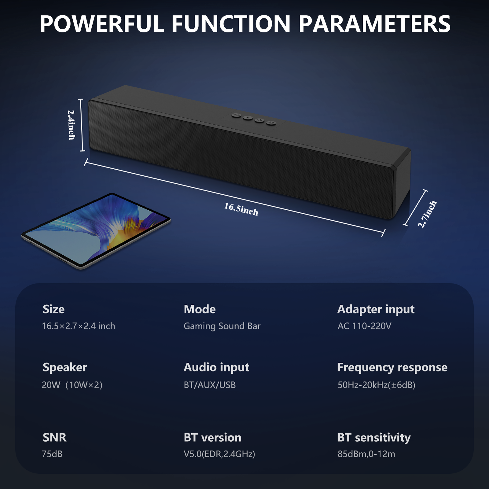 Wireless Surround Sound Bar 4 Speaker System Bluetooth Subwoofer TV Home Theater