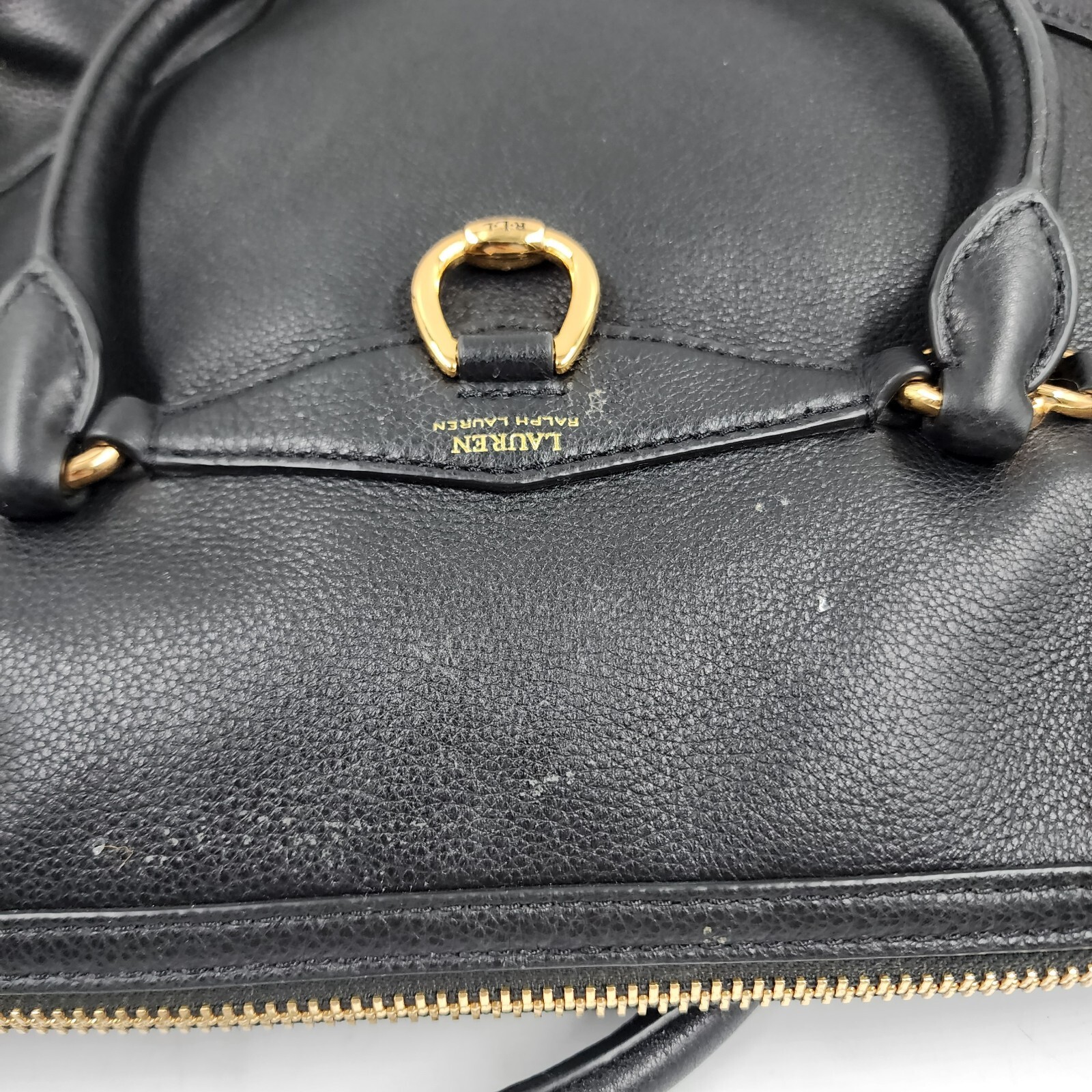 Lauren Ralph Lauren Stonegate Leather Satchel Women's Black Zip Top Closure - Picture 9 of 23