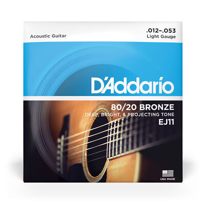 5 Sets D'Addario EJ11 Bronze Acoustic Guitar Strings Light 12-53