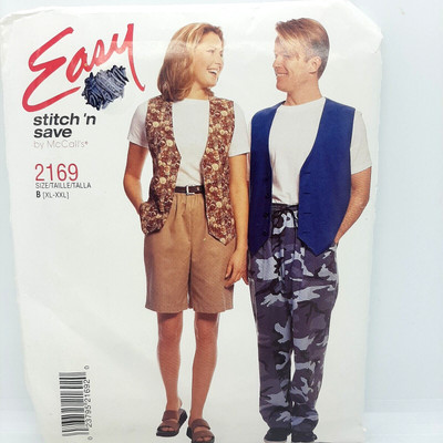 McCall's 2169 Y2K Vest Pants Shorts Easy Stitch Save Sew Sz XL-XXL Pattern UC FF