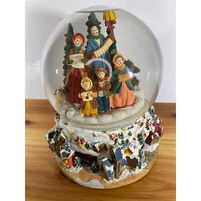 Christmas Snow Globe Singing Carolers With Rotating Base Train Spins With Music
