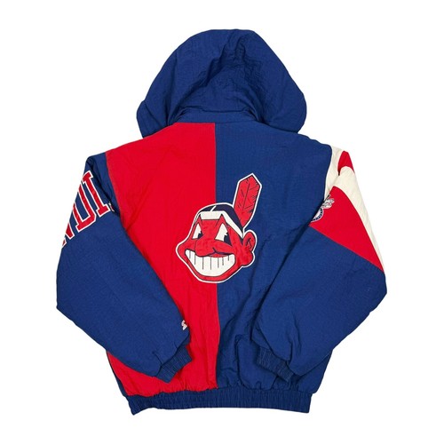 Cleveland Indians レザージャケット M Vtg Rare MLB Cleveland Indians Big Split Logo Starter Full