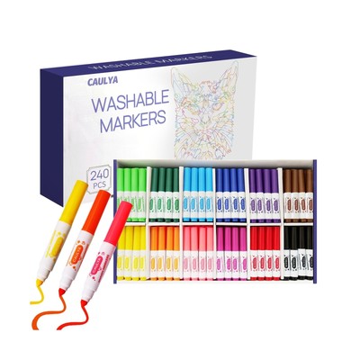 Bulk, 12 Colors 240 Count Bulk Markers, Broad Line Markers B...
